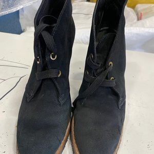 Tory Burch women's black lace up leather ankle heeled booties size 11